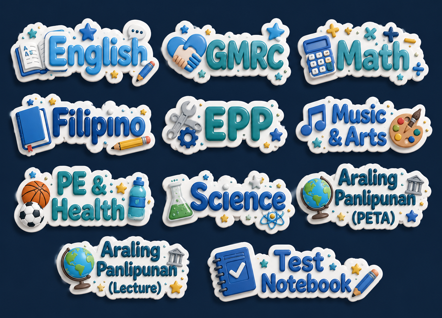 Education subject sticker set